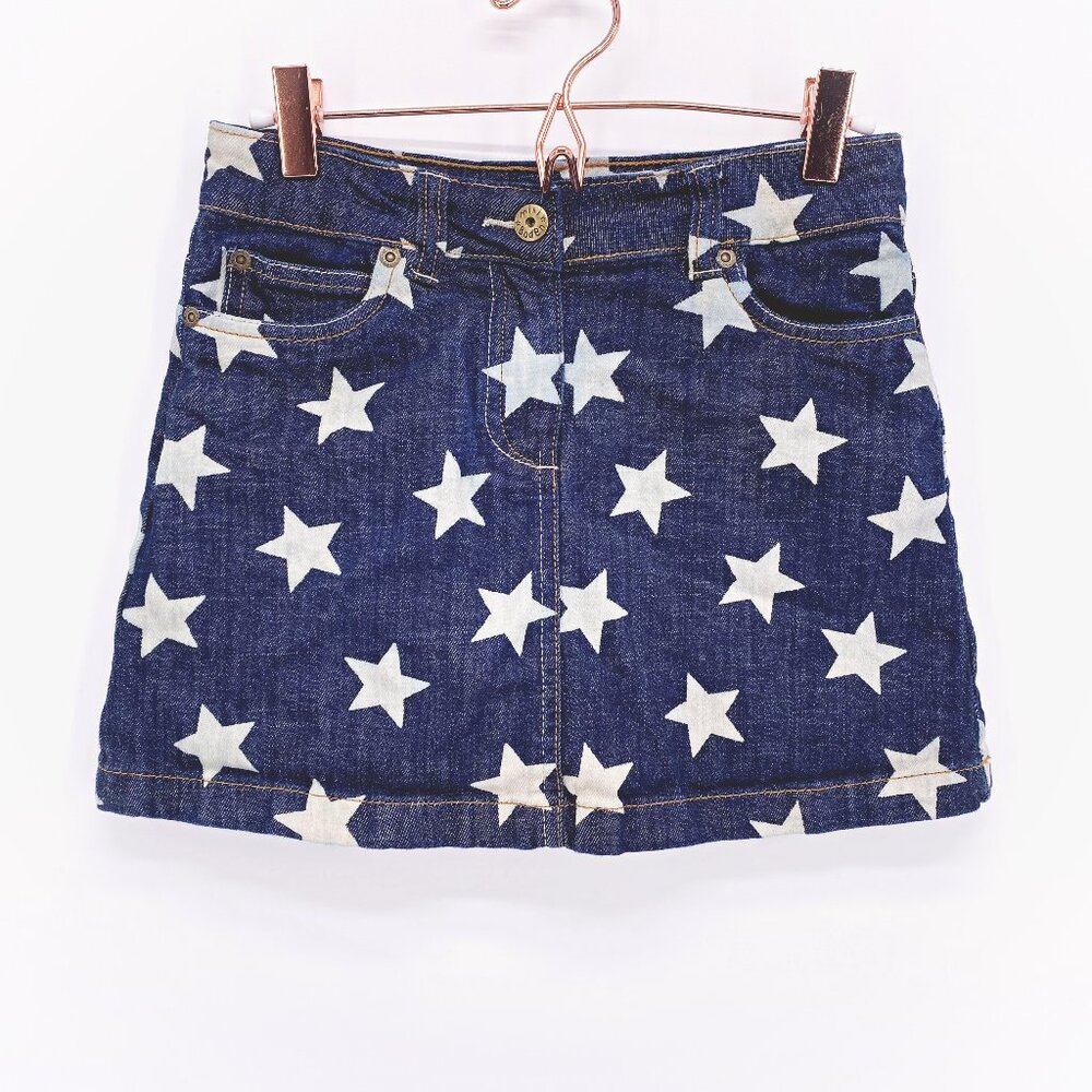 Mini Boden Star Print Denim Skirt Sz 9-10